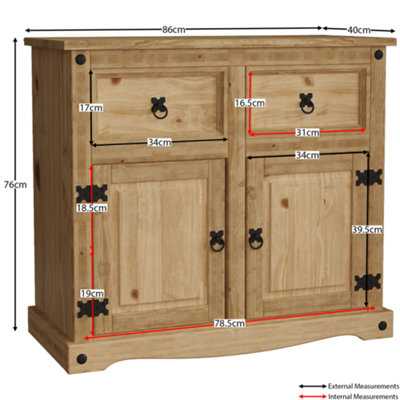 Vida Designs Corona 2 Door 2 Drawer Sideboard Storage Cabinet Cupboard