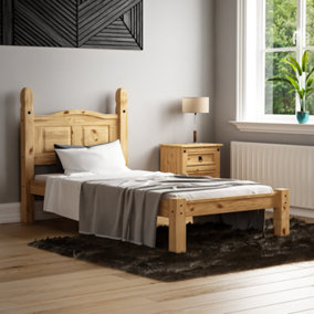 Vida Designs Corona 3ft Single Solid Wood Bed Frame Distressed Waxed Pine, Low Foot End, 190 x 90cm