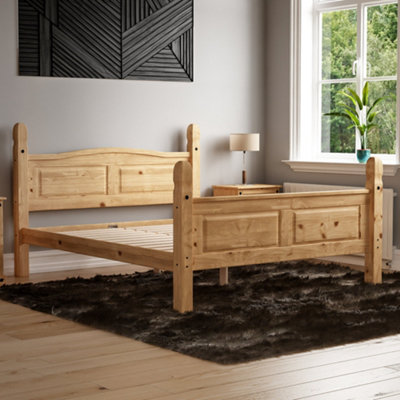 Vida Designs Corona 5ft King Size Solid Wood Bed Frame Distressed Waxed Pine, High Foot End, 200 x 150cm