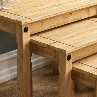Vida Designs Corona Nest Of Tables Set of 3 Solid Pine Coffee Side End Table