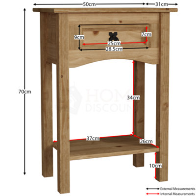Vida Designs Corona Solid Pine 1 Drawer Console Table With Undershelf