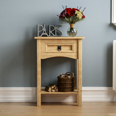 Vida Designs Corona Solid Pine 1 Drawer Console Table With Undershelf