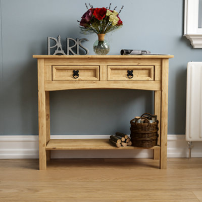 Vida Designs Corona Solid Pine 2 Drawer Console Table With Undershelf