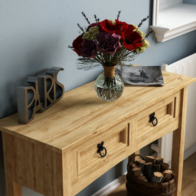 Vida Designs Corona Solid Pine 2 Drawer Console Table With Undershelf