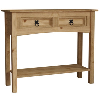 Vida Designs Corona Solid Pine 2 Drawer Console Table With Undershelf