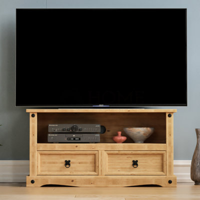 Vida Designs Corona Solid Pine 2 Drawer Flat Screen TV Unit Stand