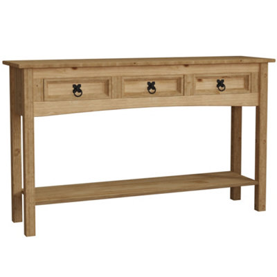 Vida Designs Corona Solid Pine 3 Drawer Console Table With Undershelf