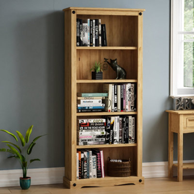 Vida Designs Corona Solid Pine Large Bookcase Freestanding Shelving Unit (H)1700mm (W)750mm (D)290mm