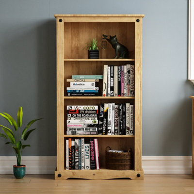 Vida Designs Corona Solid Pine Medium Bookcase Freestanding Shelving Unit (H)1385mm (W)750mm (D)290mm
