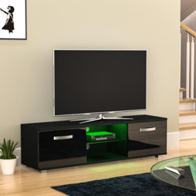 Vida Designs Cosmo Black 2 Door LED TV Unit 140cm Sideboard Cabinet