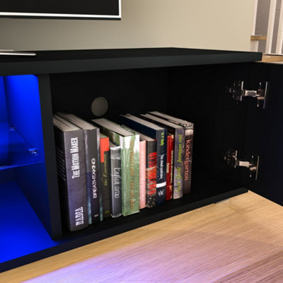 Vida Designs Cosmo TV Unit 2 Deur Modern Gloss Matte MDF Woonkamer Kast Media Stand Furntiure Zwart 120cm