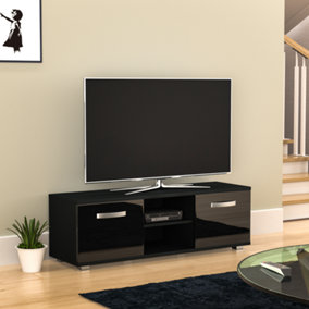 Vida Designs Cosmo Black 2 Door TV Unit 120cm Sideboard Cabinet
