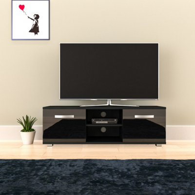 Vida Designs Cosmo Black 2 Door TV Unit 120cm Sideboard Cabinet