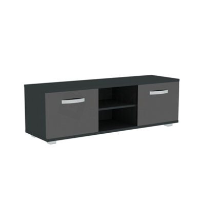 Vida Designs Cosmo Black 2 Door TV Unit 120cm Sideboard Cabinet 