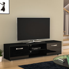 Vida Designs Cosmo Black 2 Door TV Unit 160cm Sideboard Cabinet