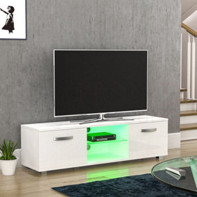 Vida Designs Cosmo White 2 Door LED TV Unit 140cm Sideboard Cabinet