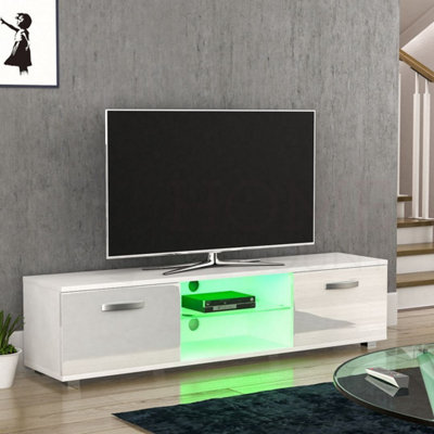 Vida Designs Cosmo White 2 Door LED TV Unit 160cm Sideboard