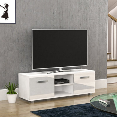 Vida Designs Cosmo White 2 Door TV Unit 120cm Sideboard Cabinet