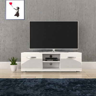 Vida Designs Cosmo White 2 Door TV Unit 120cm Sideboard Cabinet