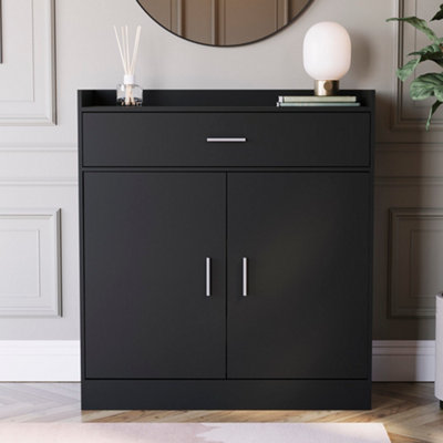 Vida Designs Dalby Black Door Drawer Shoe Storage Cabinet