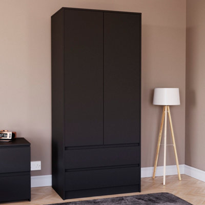 Vida Designs Denver 2 Door Wardrobe With Drawers Black 2