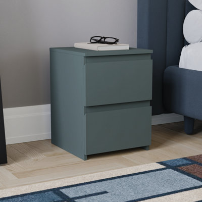 Vida Designs Denver 2 Drawer Green Bedside Chest (H) 400mm x (W) 295mm x (D) 295mm