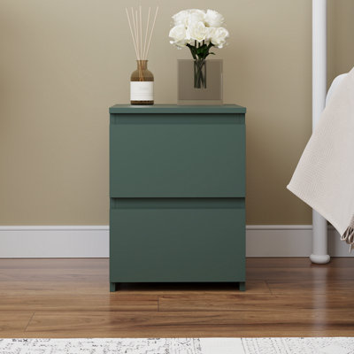 Vida Designs Denver 2 Drawer Green Bedside Chest (H) 400mm x (W) 295mm x (D) 295mm