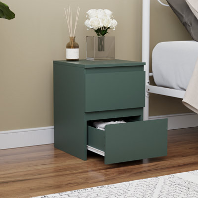Vida Designs Denver 2 Drawer Green Bedside Chest (H) 400mm x (W) 295mm x (D) 295mm