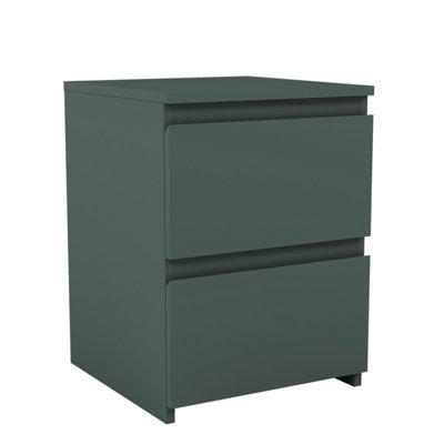Vida Designs Denver 2 Drawer Green Bedside Chest (H) 400mm x (W) 295mm x (D) 295mm
