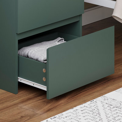 Vida Designs Denver 2 Drawer Green Large Bedside Chest (H) 480mm x (W) 395mm x (D) 395mm
