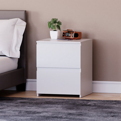 Vida Designs Denver 2 Drawer Large Bedside Chest, White