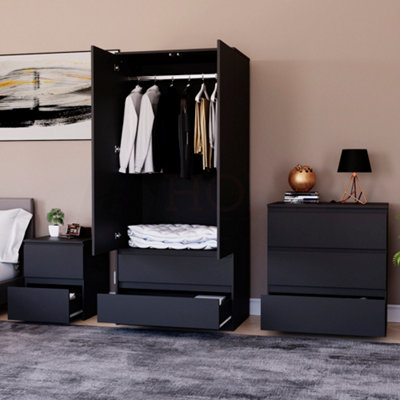 Vida Designs Denver 3 Piece Bedroom Set - (2 Drawer Large Bedside Chest ...
