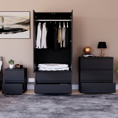 Vida Designs Denver 3 Piece Bedroom Set - (2 Drawer Large Bedside Chest ...