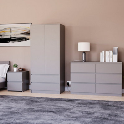 Vida Designs Denver 3 Piece Bedroom Set - (2 Drawer Large Bedside Chest ...
