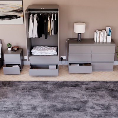 Vida Designs Denver 3 Piece Bedroom Set - (2 Drawer Large Bedside Chest ...