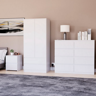 Vida Designs Denver 3 Piece Bedroom Set - (2 Drawer Large Bedside Chest ...