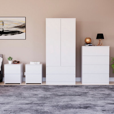 Vida Designs Denver 4 Piece Bedroom Set - (2 Drawer Large Bedside Chest ...