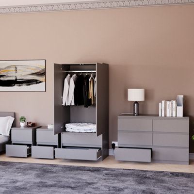 Vida Designs Denver 4 Piece Bedroom Set - (2 Drawer Large Bedside Chest ...
