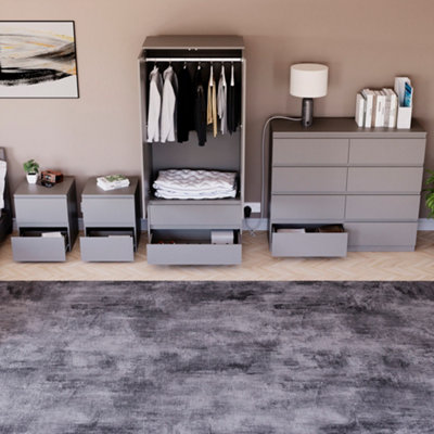 Vida Designs Denver 4 Piece Bedroom Set - (2 Drawer Large Bedside Chest ...