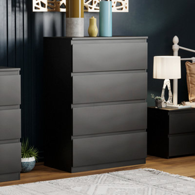 Vida Designs Denver Black 4 Drawer Chest (H)960mm (W)700mm (D)400mm