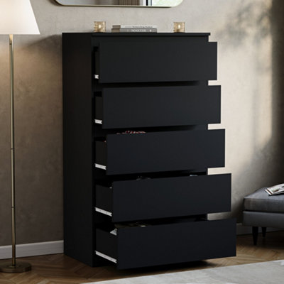 princess polly baby blue dress Vida Designs Denver Black 5 Drawer Chest (H)1120mm (W)700mm (D)400mm