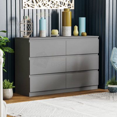 Malm 6 deals drawer dresser grey