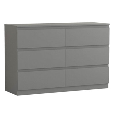 Vida Designs Denver Grey 6 Drawer Chest (H)770mm (W)1200mm (D)400mm