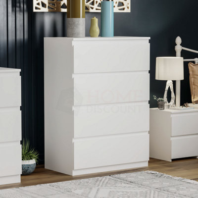 Vida Designs Denver White 4 Drawer Chest (H)960mm (W)700mm (D)400mm