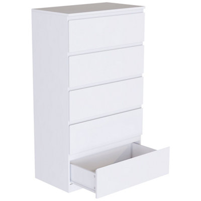 Vida Designs Denver White 5 Drawer Chest (H)1120mm (W)700mm (D)400mm