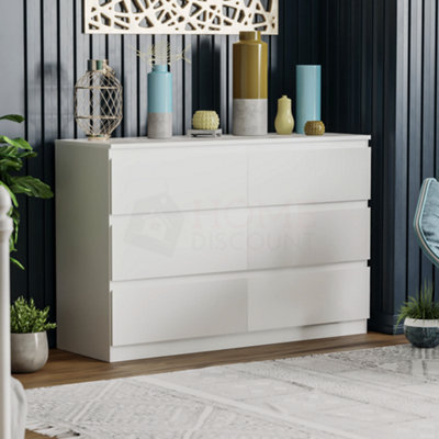 Vida Designs Denver White 6 Drawer Chest (H)770mm (W)1200mm (D)400mm