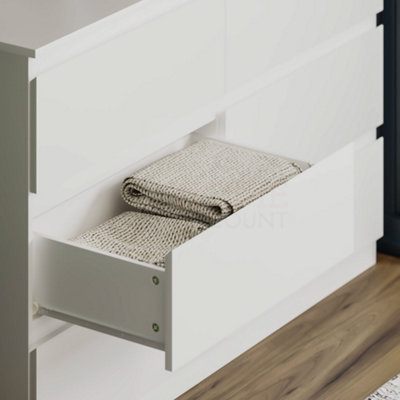 Vida Designs Denver White 6 Drawer Chest (H)770mm (W)1200mm (D)400mm