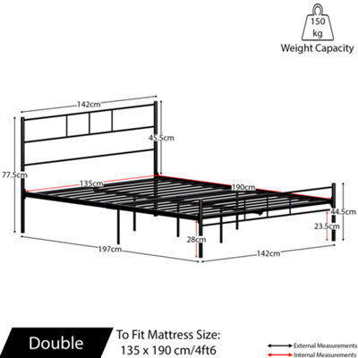 Vida Designs Dorset Black 4ft6 Double Bed Frame