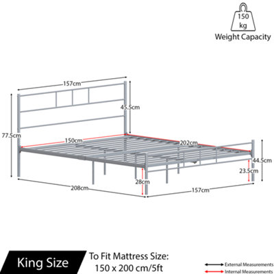 Vida Designs Dorset Silver 5ft King Size Bed Frame