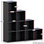 Vida Designs Durham Black 10 Cube Storage Unit & Set of 5 Grey Cube Foldable Storage Baskets